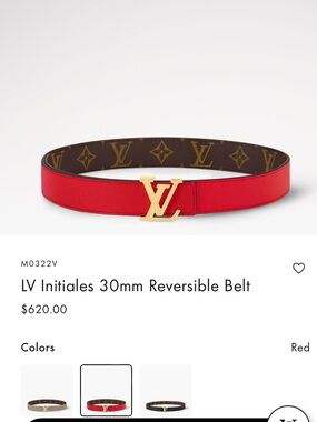Coming soon Louis Vuitton Red and Brown Reversible LV Initiales Belt